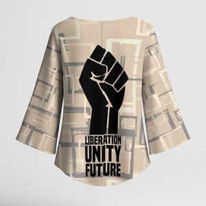 Kwame Nkrumah Kimono Sleeve Blouse with Raised Fist Design and Independence Quote Ghana 1957 Tribute - African Pride