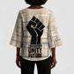 Kwame Nkrumah Kimono Sleeve Blouse with Raised Fist Design and Independence Quote Ghana 1957 Tribute - African Pride