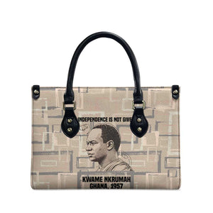 Kwame Nkrumah Leather Bag with Raised Fist Design and Independence Quote Ghana 1957 Tribute - African Pride