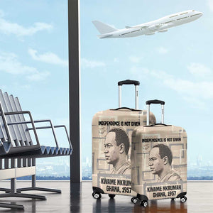 Kwame Nkrumah Luggage Cover with Raised Fist Design and Independence Quote Ghana 1957 Tribute - African Pride
