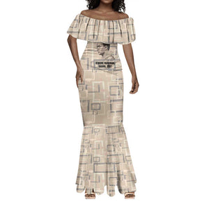 Kwame Nkrumah Mermaid Dress with Raised Fist Design and Independence Quote Ghana 1957 Tribute - African Pride