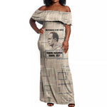 Kwame Nkrumah Off Shoulder Maxi Dress with Raised Fist Design and Independence Quote Ghana 1957 Tribute - African Pride