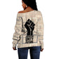Kwame Nkrumah Off Shoulder Sweater with Raised Fist Design and Independence Quote Ghana 1957 Tribute - African Pride