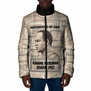 Kwame Nkrumah Padded Jacket with Raised Fist Design and Independence Quote Ghana 1957 Tribute - African Pride