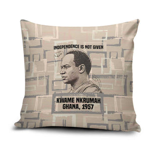 Kwame Nkrumah Pillow Cover with Raised Fist Design and Independence Quote Ghana 1957 Tribute - African Pride