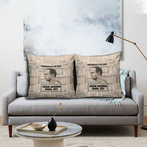Kwame Nkrumah Pillow Cover with Raised Fist Design and Independence Quote Ghana 1957 Tribute - African Pride