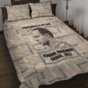 Kwame Nkrumah Quilt Bed Set with Raised Fist Design and Independence Quote Ghana 1957 Tribute - African Pride