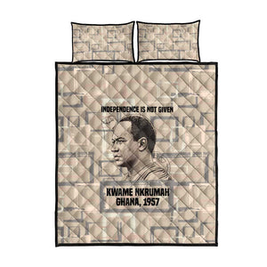Kwame Nkrumah Quilt Bed Set with Raised Fist Design and Independence Quote Ghana 1957 Tribute - African Pride