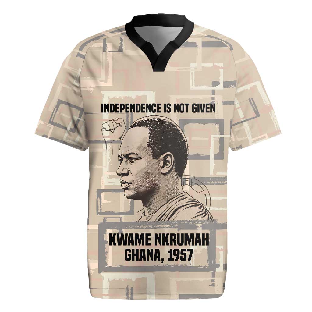 Kwame Nkrumah Rugby Jersey with Raised Fist Design and Independence Quote Ghana 1957 Tribute - African Pride