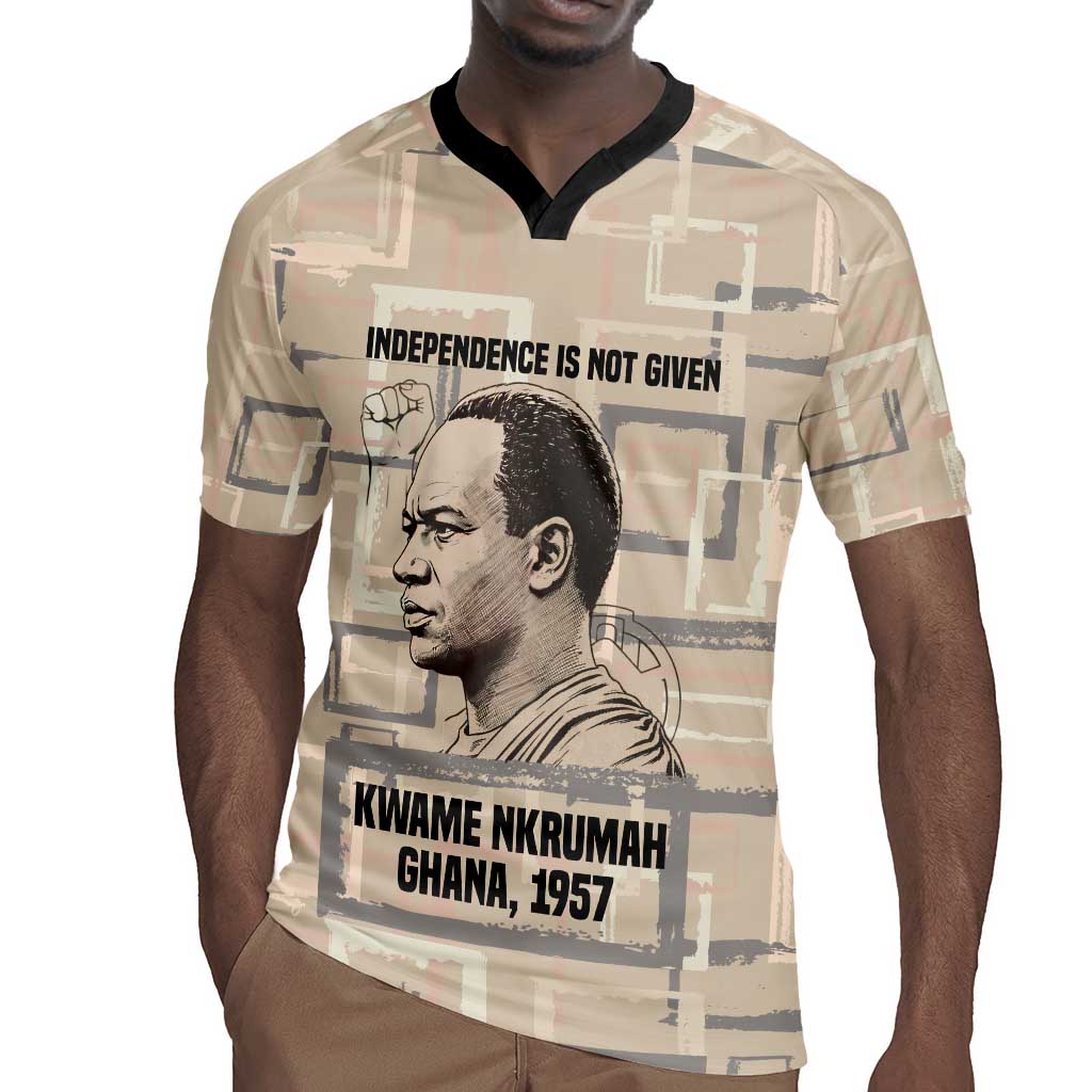 Kwame Nkrumah Rugby Jersey with Raised Fist Design and Independence Quote Ghana 1957 Tribute - African Pride