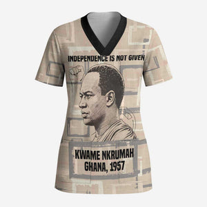 Kwame Nkrumah Scrub Top with Raised Fist Design and Independence Quote Ghana 1957 Tribute - African Pride