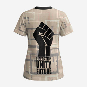 Kwame Nkrumah Scrub Top with Raised Fist Design and Independence Quote Ghana 1957 Tribute - African Pride