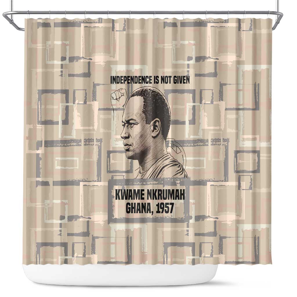 Kwame Nkrumah Shower Curtain with Raised Fist Design and Independence Quote Ghana 1957 Tribute - African Pride