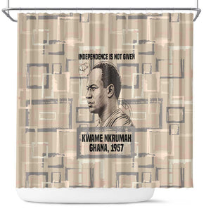 Kwame Nkrumah Shower Curtain with Raised Fist Design and Independence Quote Ghana 1957 Tribute - African Pride