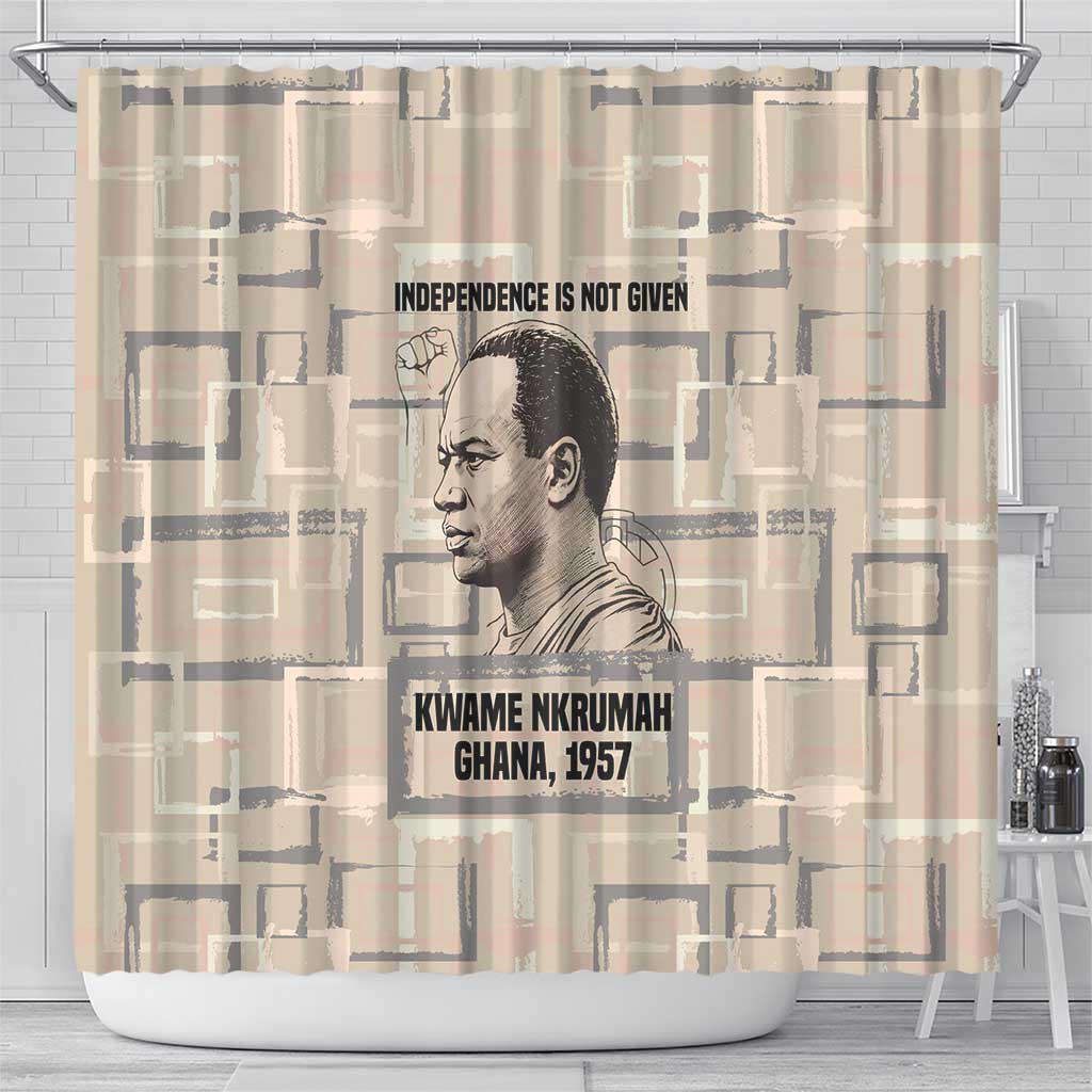 Kwame Nkrumah Shower Curtain with Raised Fist Design and Independence Quote Ghana 1957 Tribute - African Pride