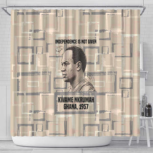 Kwame Nkrumah Shower Curtain with Raised Fist Design and Independence Quote Ghana 1957 Tribute - African Pride