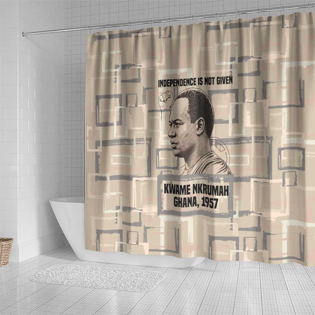 Kwame Nkrumah Shower Curtain with Raised Fist Design and Independence Quote Ghana 1957 Tribute - African Pride