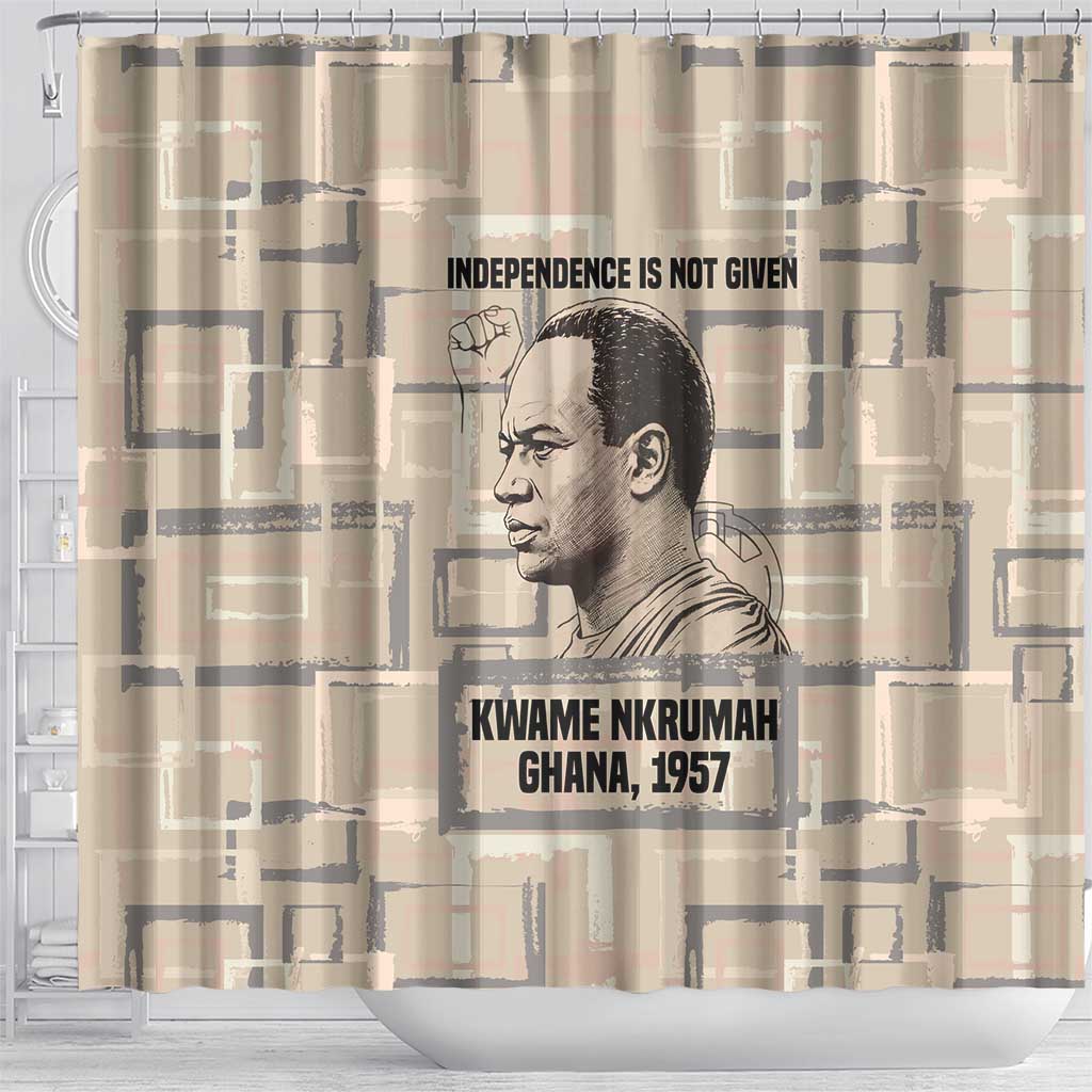 Kwame Nkrumah Shower Curtain with Raised Fist Design and Independence Quote Ghana 1957 Tribute - African Pride