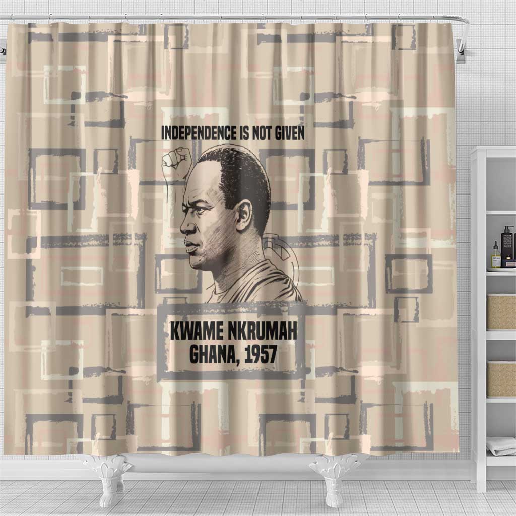 Kwame Nkrumah Shower Curtain with Raised Fist Design and Independence Quote Ghana 1957 Tribute - African Pride