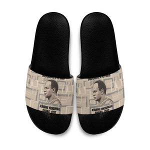 Kwame Nkrumah Slide Sandals with Raised Fist Design and Independence Quote Ghana 1957 Tribute - African Pride