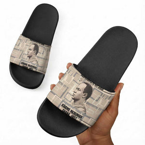 Kwame Nkrumah Slide Sandals with Raised Fist Design and Independence Quote Ghana 1957 Tribute - African Pride