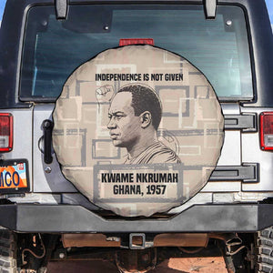 Kwame Nkrumah Spare Tire Cover with Raised Fist Design and Independence Quote Ghana 1957 Tribute - African Pride
