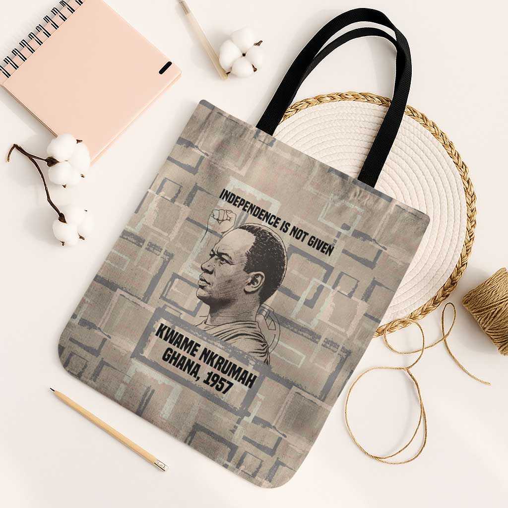 Kwame Nkrumah Tote Bag with Raised Fist Design and Independence Quote Ghana 1957 Tribute - African Pride