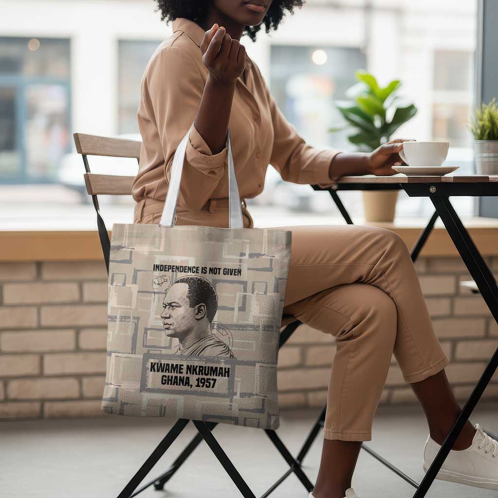 Kwame Nkrumah Tote Bag with Raised Fist Design and Independence Quote Ghana 1957 Tribute - African Pride