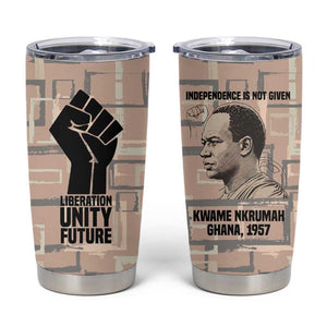 Kwame Nkrumah Tumbler Cup with Raised Fist Design and Independence Quote Ghana 1957 Tribute - African Pride