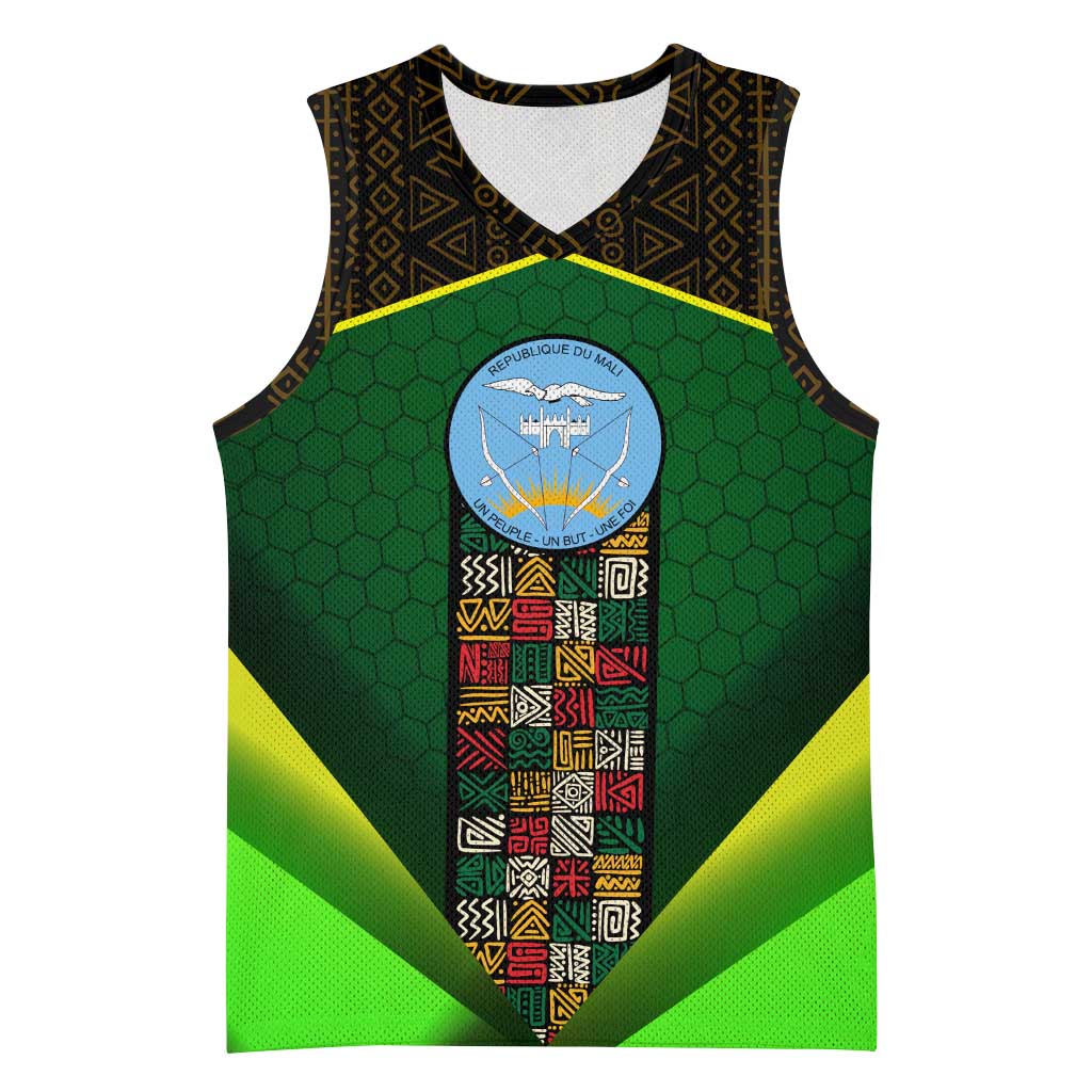 Mali Map Basketball Jersey Vulture in Gliding Flight - African Patterns Design TS04