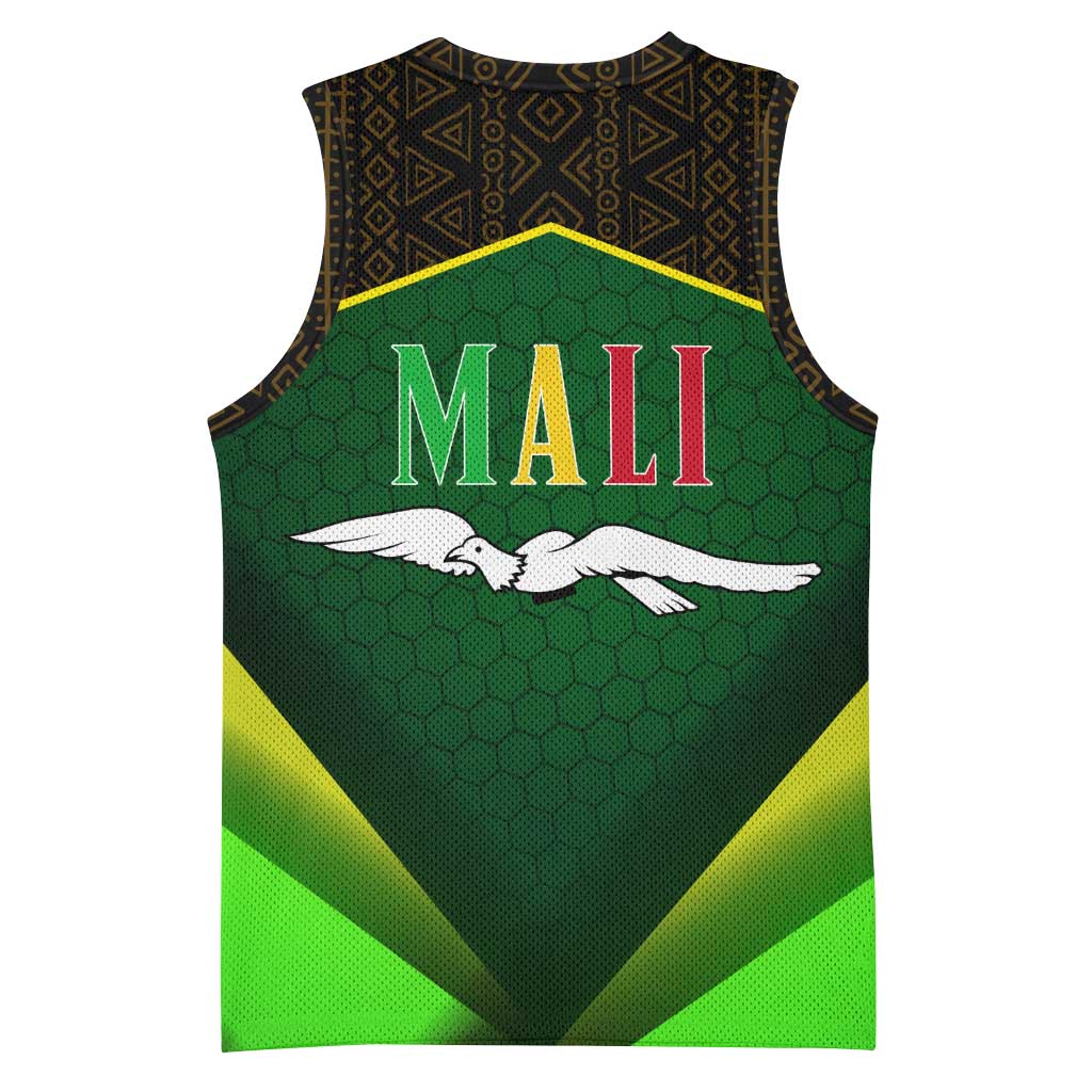 Mali Map Basketball Jersey Vulture in Gliding Flight - African Patterns Design TS04