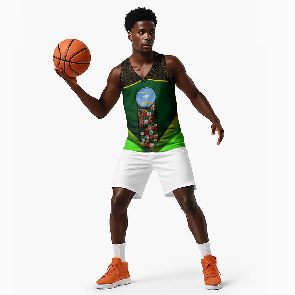 Mali Map Basketball Jersey Vulture in Gliding Flight - African Patterns Design TS04