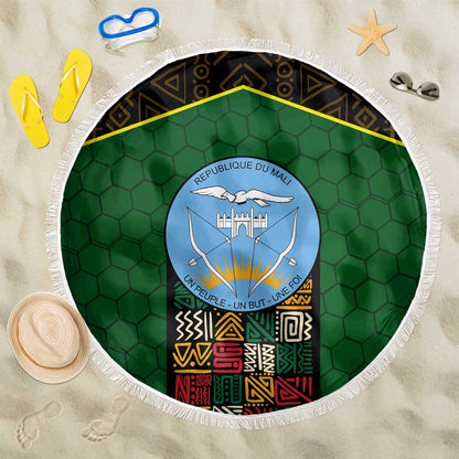 Mali Map Beach Blanket Vulture in Gliding Flight - African Patterns Design