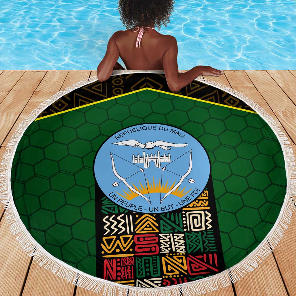 Mali Map Beach Blanket Vulture in Gliding Flight - African Patterns Design