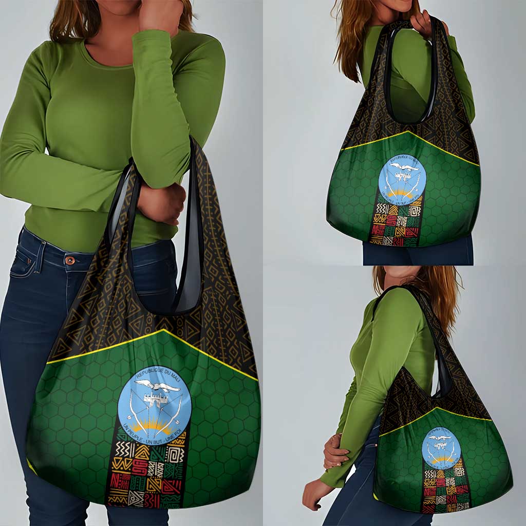 Mali Map Grocery Bag Vulture in Gliding Flight - African Patterns Design