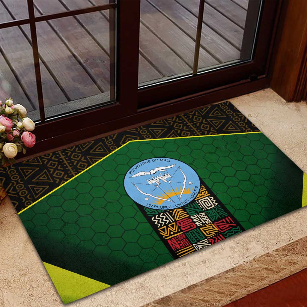 Mali Map Rubber Doormat Vulture in Gliding Flight - African Patterns Design