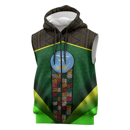 Mali Map Sleeveless Zip Hoodie Vulture in Gliding Flight - African Patterns Design - African Pride