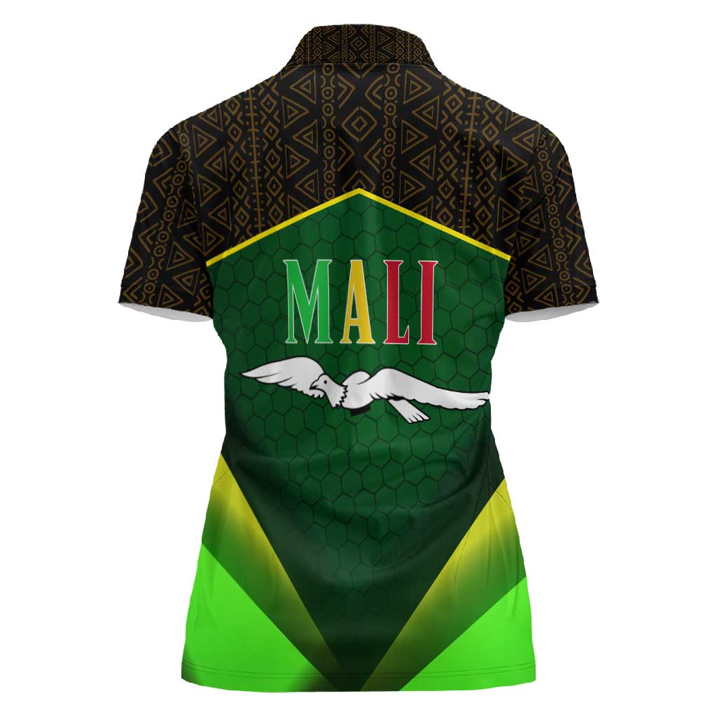 Mali Map Women Polo Shirt Vulture in Gliding Flight - African Patterns Design