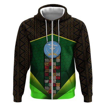 Mali Map Zip Hoodie Vulture in Gliding Flight - African Patterns Design