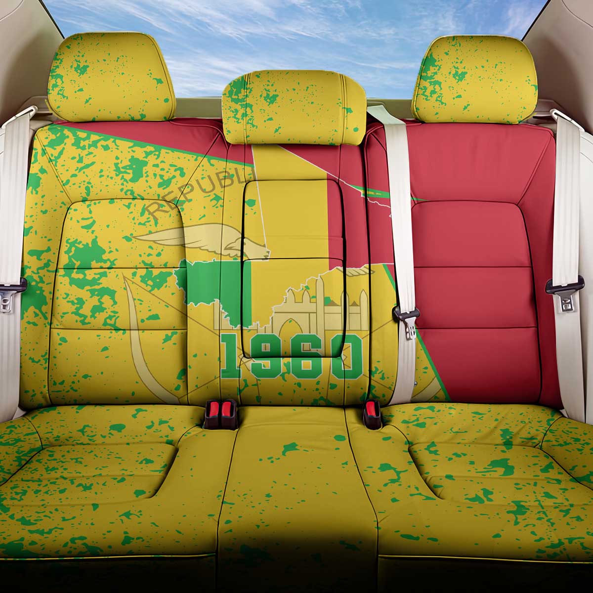 Mali in My Heart Back Car Seat Cover Map with National Flag Colors