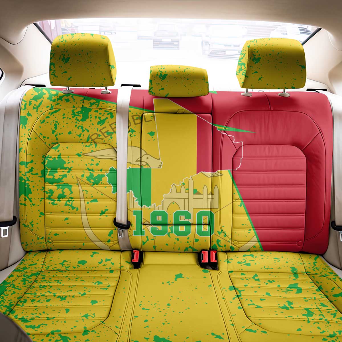 Mali in My Heart Back Car Seat Cover Map with National Flag Colors