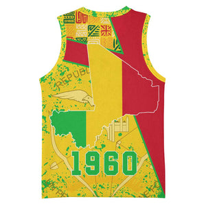 Mali in My Heart Basketball Jersey Map with National Flag Colors TS04