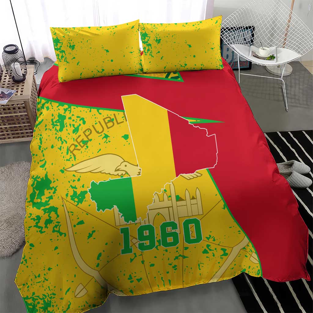 Mali in My Heart Bedding Set Map with National Flag Colors