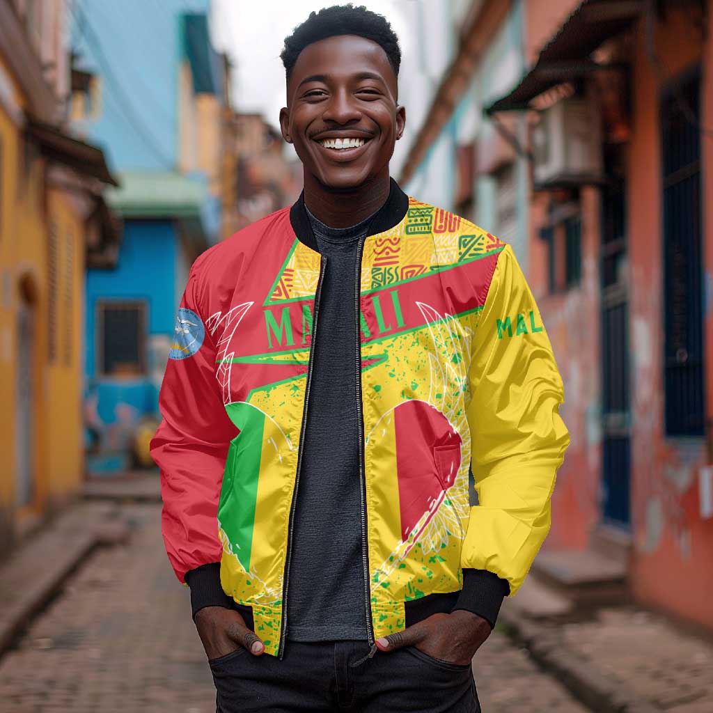 Mali in My Heart Bomber Jacket Map with National Flag Colors