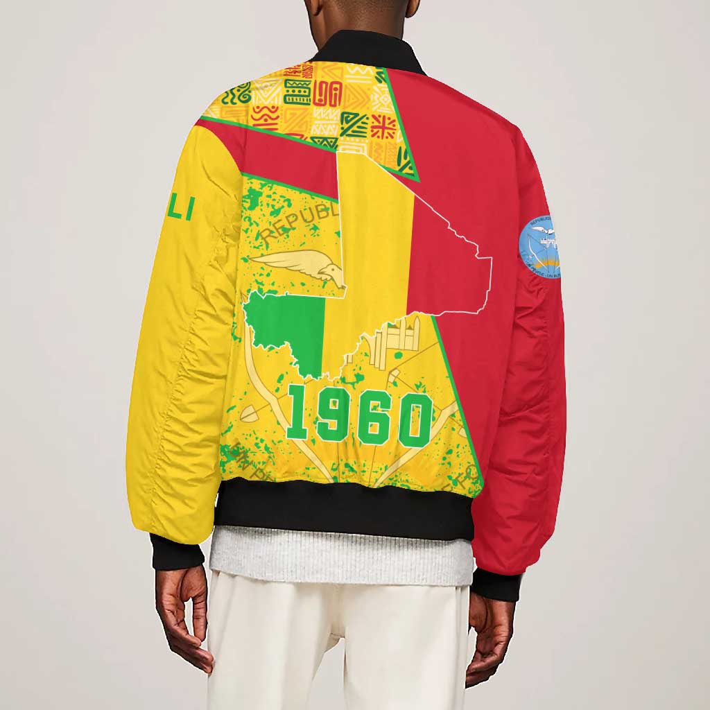 Mali in My Heart Bomber Jacket Map with National Flag Colors