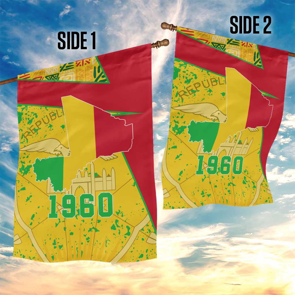 Mali in My Heart Garden Flag Map with National Flag Colors