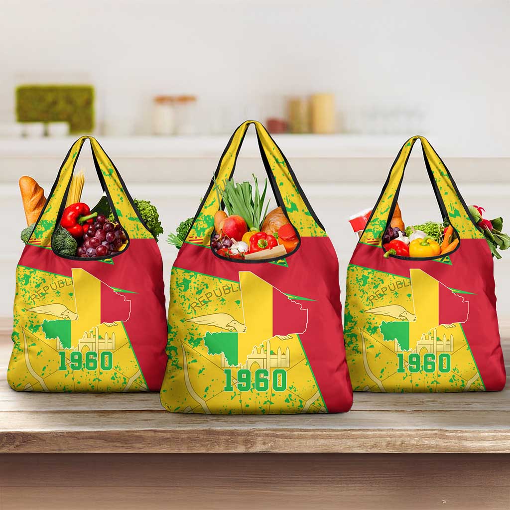 Mali in My Heart Grocery Bag Map with National Flag Colors