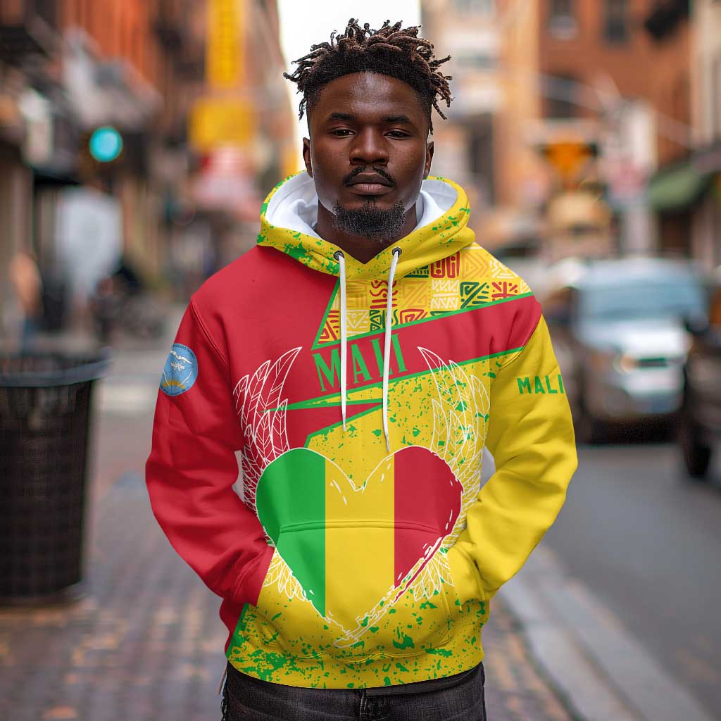 Mali in My Heart Hoodie Map with National Flag Colors