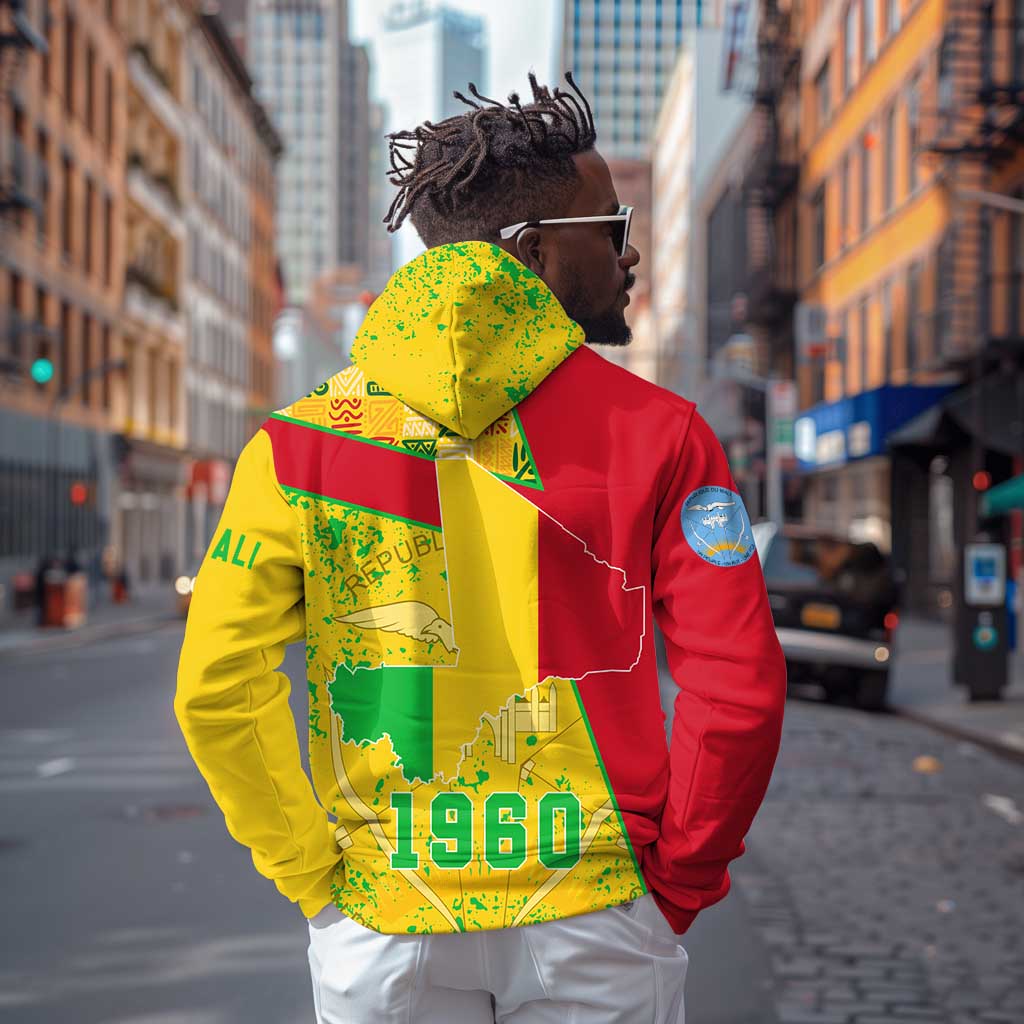 Mali in My Heart Hoodie Map with National Flag Colors