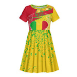 Mali in My Heart Kid Short Sleeve Dress Map with National Flag Colors